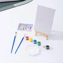 Childrens Watercolor Painting Set Mini DIY Hand-painting Materials with Easel Kids Acrylic paints Mini Easel Painting Supplies