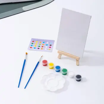Childrens Watercolor Painting Set Mini DIY Hand-painting Materials with Easel Kids Acrylic paints Mini Easel Painting Supplies