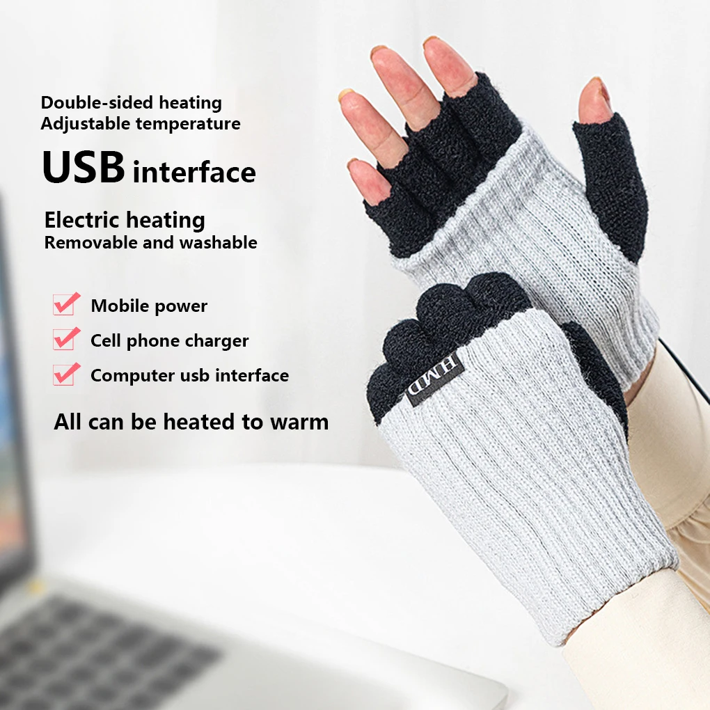 USB Rechargeable Heated Gloves Portable Electric Heating Gloves Warm Half Finger Gloves Indoor Outdoor Winter Warming Supplies
USB Rechargeable Heated Gloves Portable Electric Heating Gloves Warm Half Finger Gloves Indoor Outdoor Winter Warming Supplies