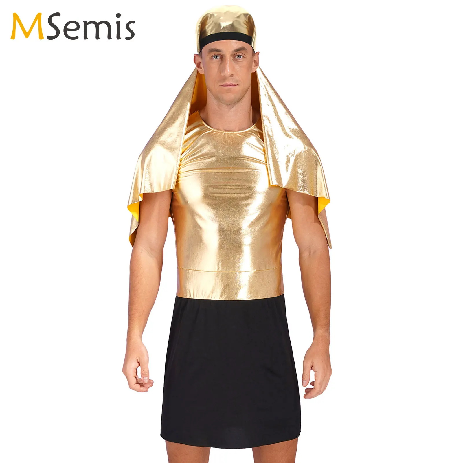 Mens Egyptian King Cosplay Costume Sleeveless Dress + Headpiece Set Halloween Egypt Cleopatra Role-Play Stage Performance Outfit
Mens Egyptian King Cosplay Costume Sleeveless Dress + Headpiece Set Halloween Egypt Cleopatra Role-Play Stage Performance Outfit