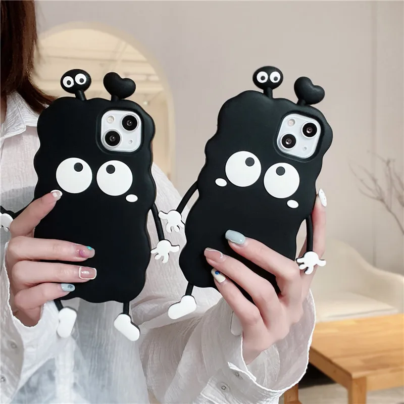 

Cartoon Soft silicone black 3D Phone Case For OPPO A3 Y81 Y83 A96 A72 A11 A5 A8 A31 A55 A56 A93 A9 R17 R15 Reno 8 7 6 5 Pro 4SE