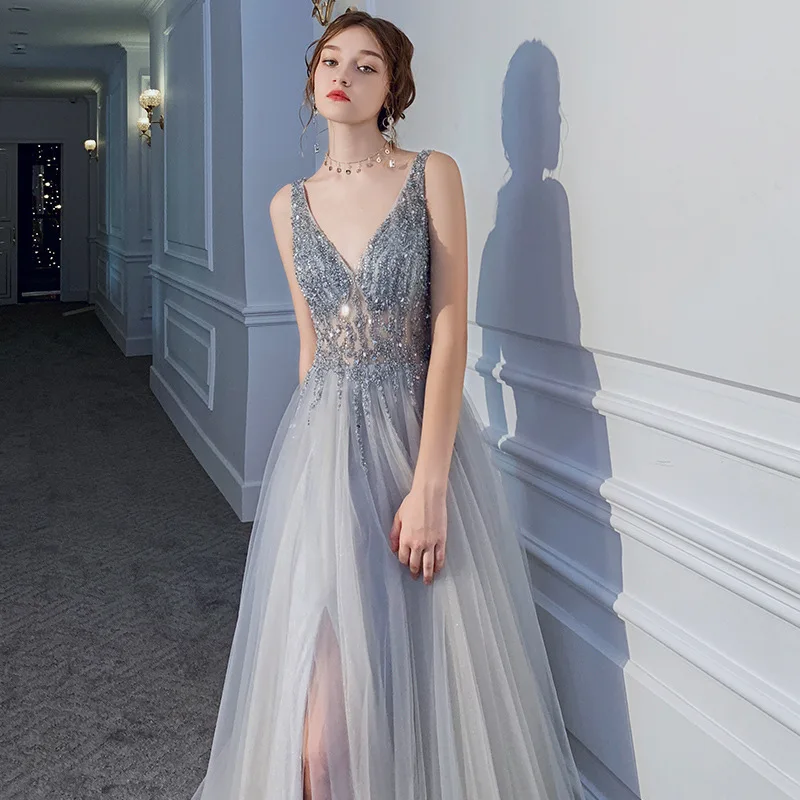 Lace Patchwork Celebrity Banquet Dress Women Appliques Birthday Party Gown Sexy Side Split Sequins Chinese Prom Dresses
Lace Patchwork Celebrity Banquet Dress Women Appliques Birthday Party Gown Sexy Side Split Sequins Chinese Prom Dresses