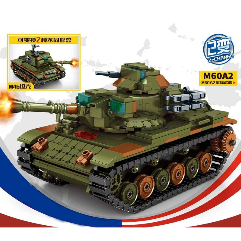 Военная Модель 2-в-1 WW2 M60A2 основной боевой танк M46 средний танк строительные блоки кирпичи игрушки подарки
Военная Модель 2-в-1 WW2 M60A2 основной боевой танк M46 средний танк строительные блоки кирпичи игрушки подарки