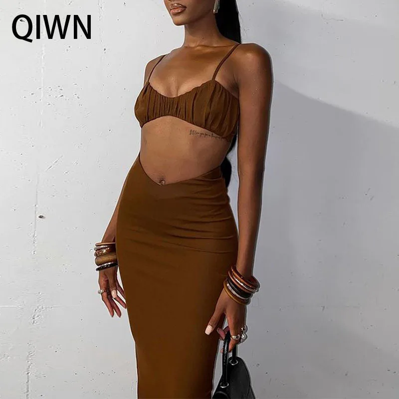 QIWN Casual Spaghetti Strap Crop Top Dress Sets Sexy Bodycon Two Piece Set Skirts Women Summer Backless Split Club Party Outfits
QIWN Casual Spaghetti Strap Crop Top Dress Sets Sexy Bodycon Two Piece Set Skirts Women Summer Backless Split Club Party Outfits