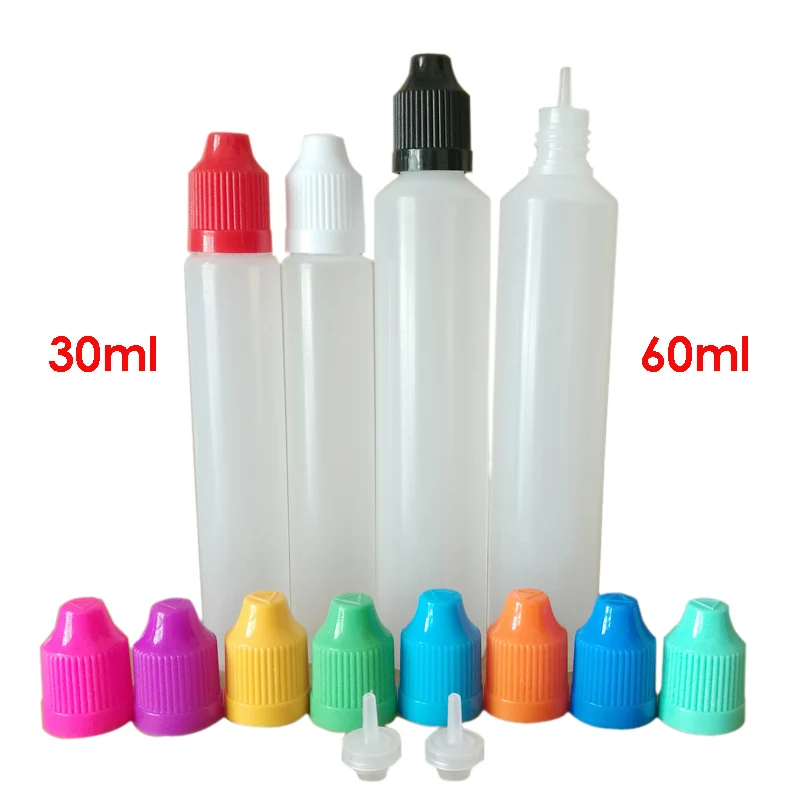 

50pcs 30ml/60ml LDPE Plastic Dropper Bottle E Liquid Ink Applicator Squeezable Bottles With Childproof Cap And Thin Tips