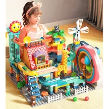 Electric Marble Race Run Wheel Elevator Lift Coaster Slide Track DIY Maze Ball Game Parts Compatbile with Large Building Blocks