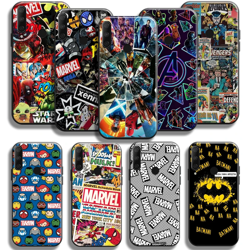 

Marvel Avengers Logo For Huawei Honor 9X 8X 7X Pro Case For Honor 10X Lite Phone Case Carcasa Liquid Silicon Funda Coque Black