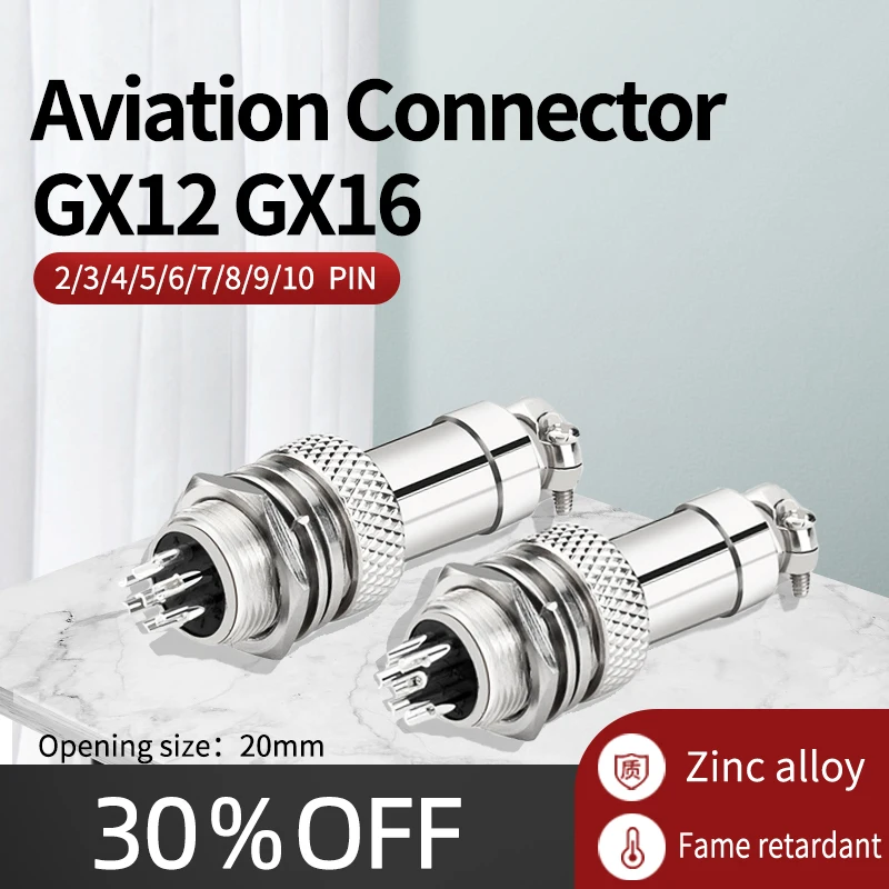 

5Set GX12 GX16 2 3 4 5 6 7 8 9 10 Male&Female Docking Aviator Aviation Plug Socket Circular Connector