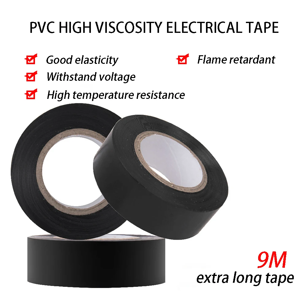 1PCS PVC Black Electrician Adhesive Tape High VViscosity High Temperature Resistance Good Elasticity And Voltage Resistance
1PCS PVC Black Electrician Adhesive Tape High VViscosity High Temperature Resistance Good Elasticity And Voltage Resistance