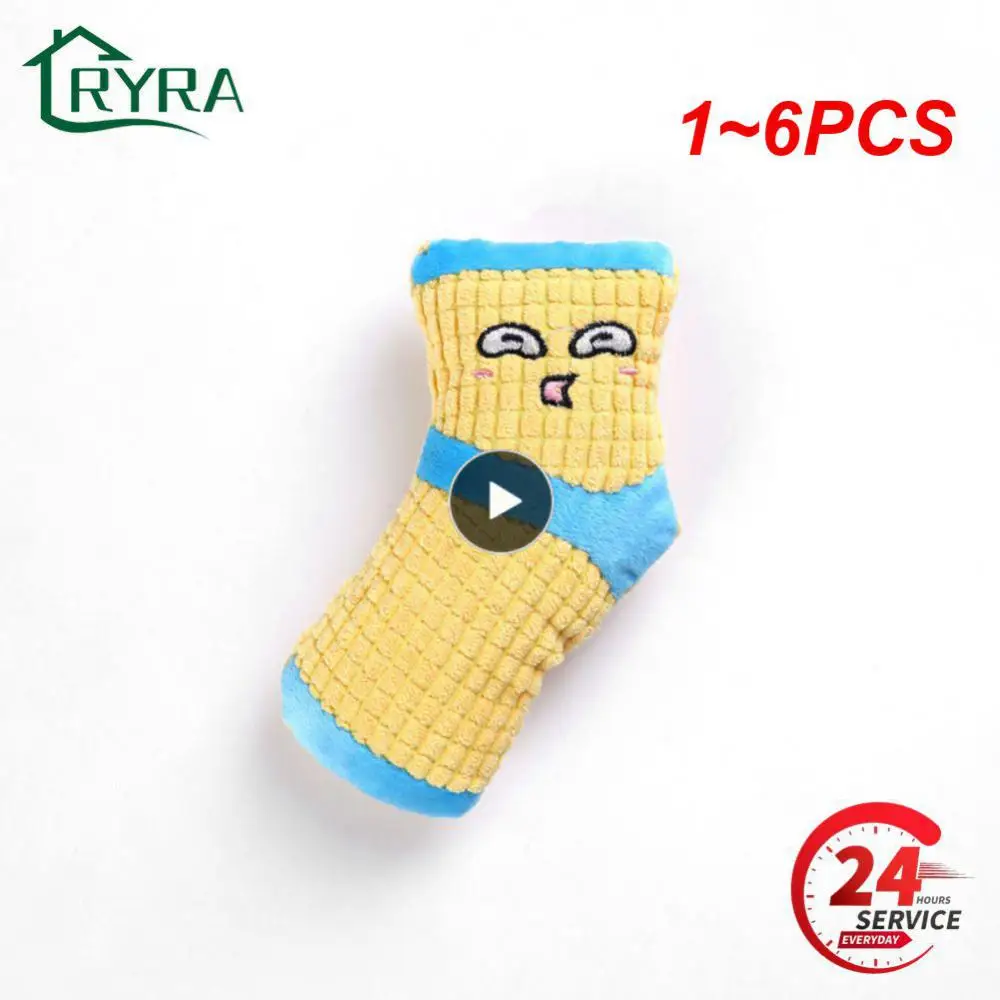 

1~6PCS Cute Pet Toy Fun Cute Sock Squeak Bite Molar Fleece Kitten Puppy Chew Cleaning Teeth Sound Soft Plush Dog Cat Toys Pet