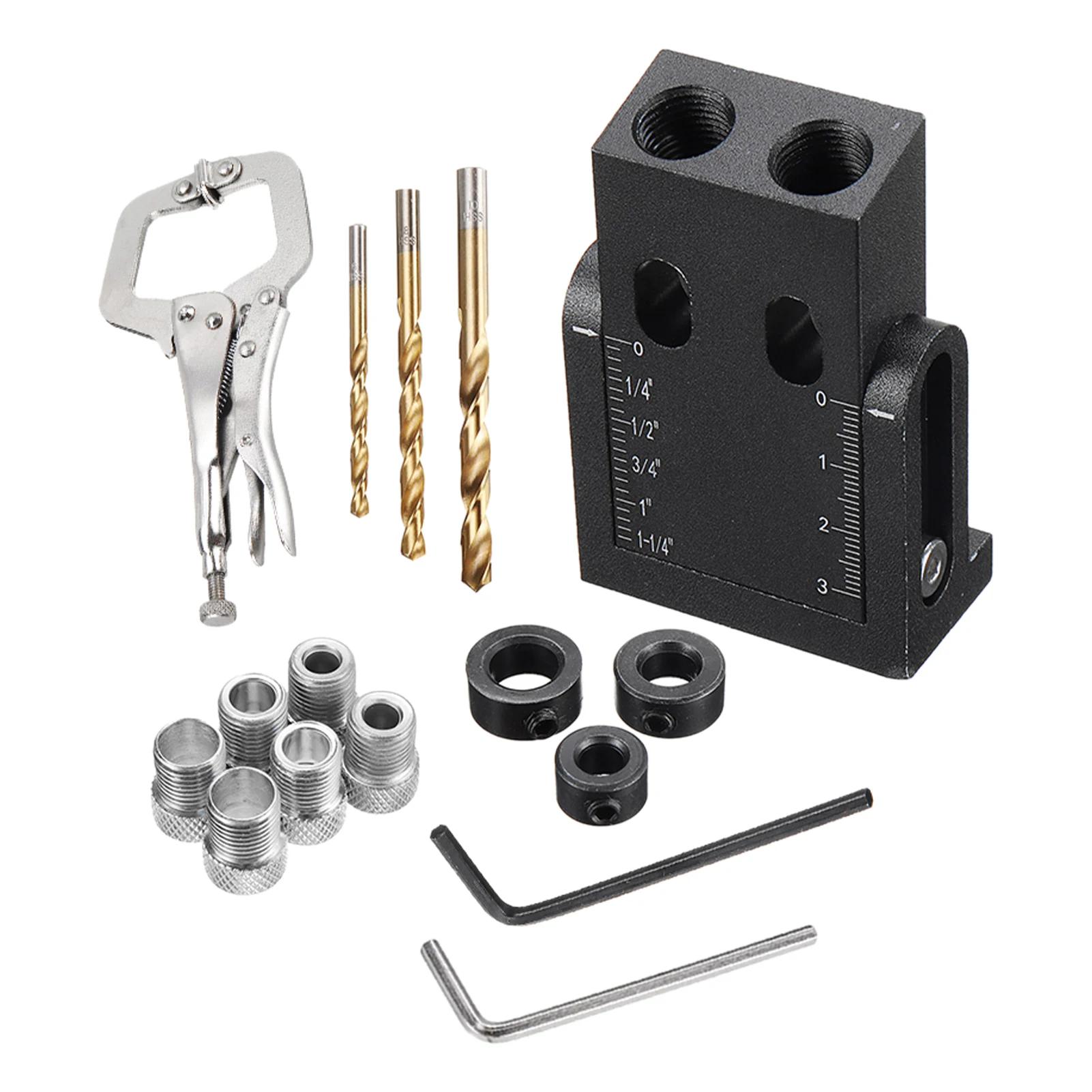 16pcs DIY 15 Degrees Angle Drill Guide Positioner Carpentry Wrench Oblique Pocket Hole Jig Kit Puncher Locator Woodworking Tool
16pcs DIY 15 Degrees Angle Drill Guide Positioner Carpentry Wrench Oblique Pocket Hole Jig Kit Puncher Locator Woodworking Tool