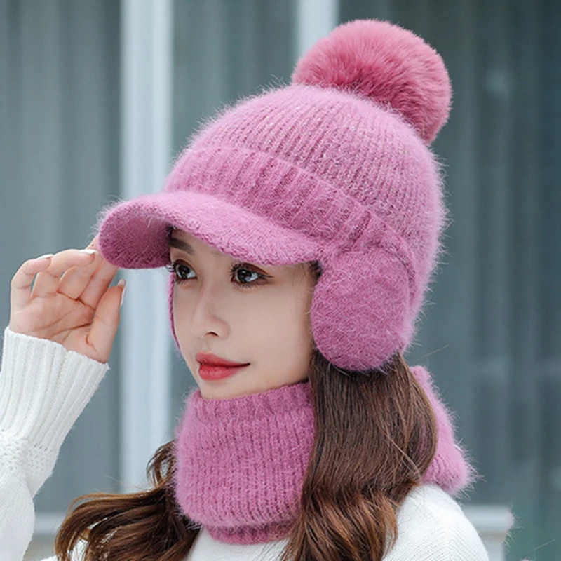 Warm Winter Knitted Beanies Hats Women Thicken Warm Beanie Skullies Hat Female Knit Ear Caps Pompom Outdoor Riding Sets
Warm Winter Knitted Beanies Hats Women Thicken Warm Beanie Skullies Hat Female Knit Ear Caps Pompom Outdoor Riding Sets