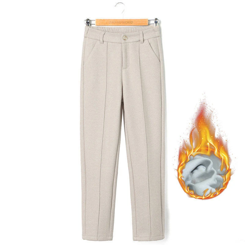 

Утепленные женские брюки-карандаш, весна-Зима 2023, брюки в офисном стиле, шерстяные женские брюки для работы, свободные женские брюки, Капри