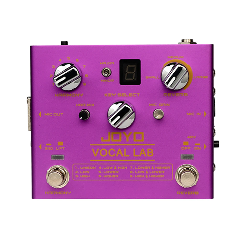 

VOCAL LAB Vocal Reverb Vocal Effect Pedal with 9 Vocal Harmony Effects Multi Effect Pedal for Electric Guitar Bass JOYO R-16