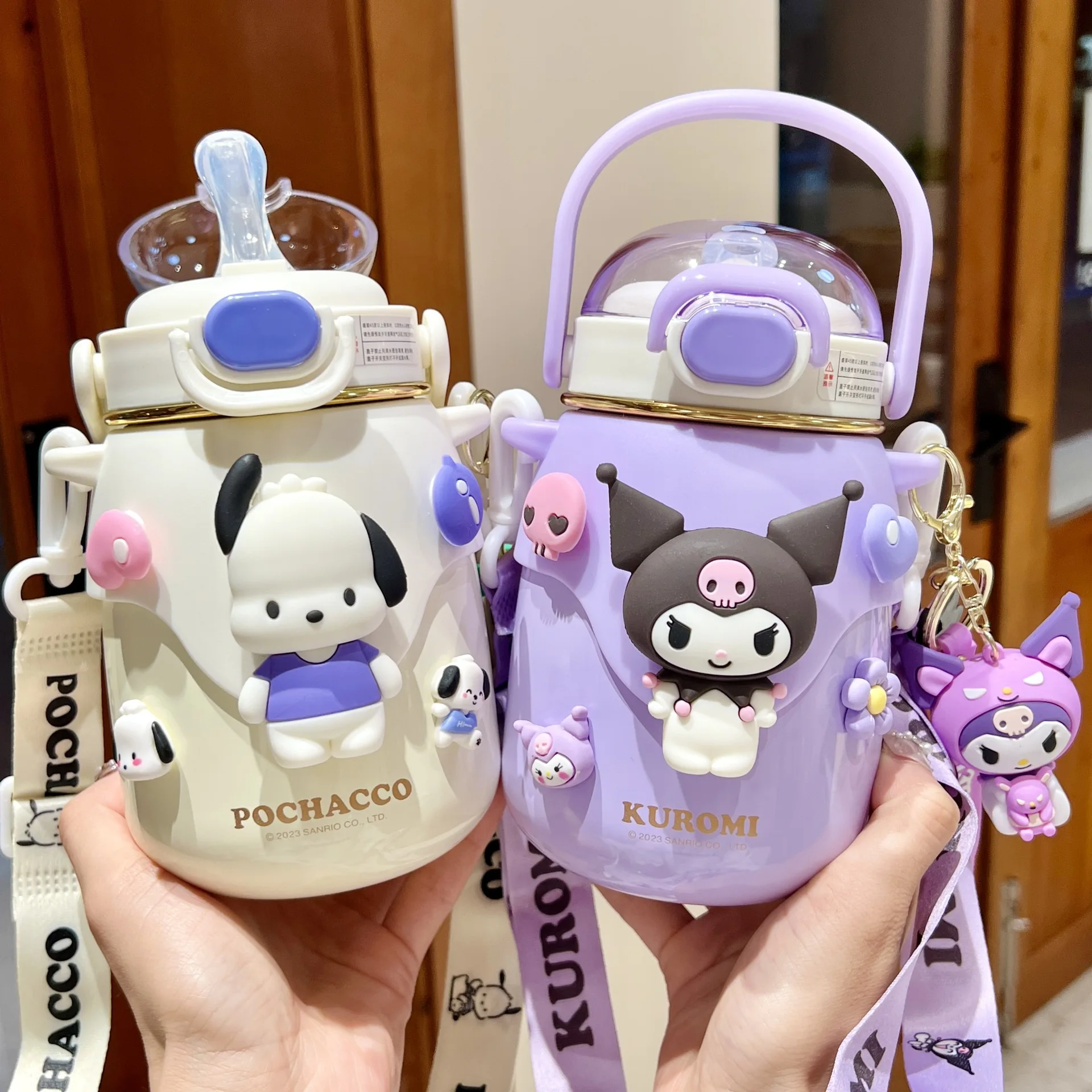Милый детский термос из нержавеющей стали с изолированным рисунком аниме Sanrio Kuromi