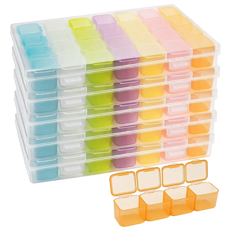 Plastic Diamond Dot Painting Storage Box With 28 Grids (5 Pack) - Container Case Set For Craft, Embroidery, DIY Nail Art
Plastic Diamond Dot Painting Storage Box With 28 Grids (5 Pack) - Container Case Set For Craft, Embroidery, DIY Nail Art
