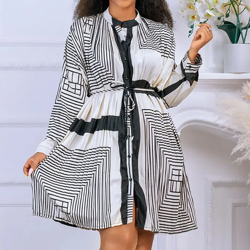2023 Women New Dress Spring Autumn Long Sleeve O-neck Button Lace Up Print Fashion Elegant Loose Casual Commute Female Dress
2023 Women New Dress Spring Autumn Long Sleeve O-neck Button Lace Up Print Fashion Elegant Loose Casual Commute Female Dress
