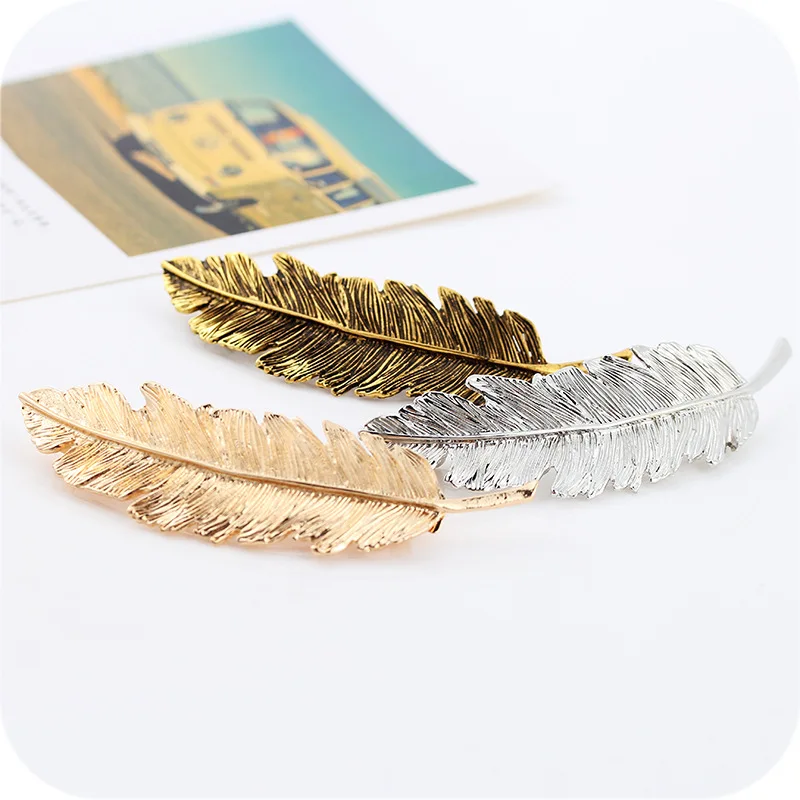 New Hair Clips Fashion Chic Metal Leaf Shape Feather Barrettes Feather Hairpin Hair Styling Tools Hair accessories
New Hair Clips Fashion Chic Metal Leaf Shape Feather Barrettes Feather Hairpin Hair Styling Tools Hair accessories