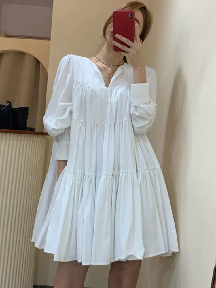 V-neck Stitching Design Loose Casual Long-sleeved White Dress2022 Autumn Simple Loose Ladies Khaki Mini Ladies Vestidos G985
V-neck Stitching Design Loose Casual Long-sleeved White Dress2022 Autumn Simple Loose Ladies Khaki Mini Ladies Vestidos G985