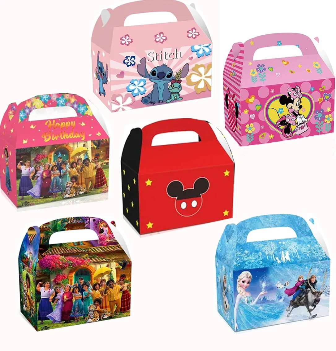

12Pcs Disney Lilo Stich Candy Party Favor Gift Bags Encanto Frozen Candy Box Treat Box Children's Birthday Party Supplies Decor