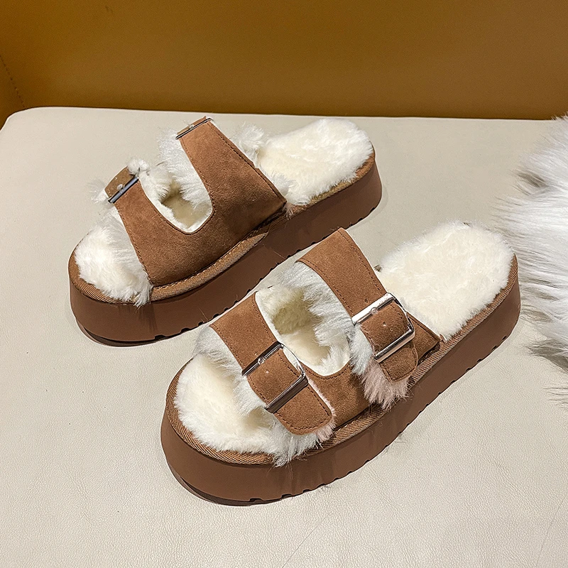 Plush Slippers Buckle Round Toe Open Platform Shoes Newest Fashion Soft Comfortable Women 2023 Luxury Zapatos De Mujer Indoor
Plush Slippers Buckle Round Toe Open Platform Shoes Newest Fashion Soft Comfortable Women 2023 Luxury Zapatos De Mujer Indoor