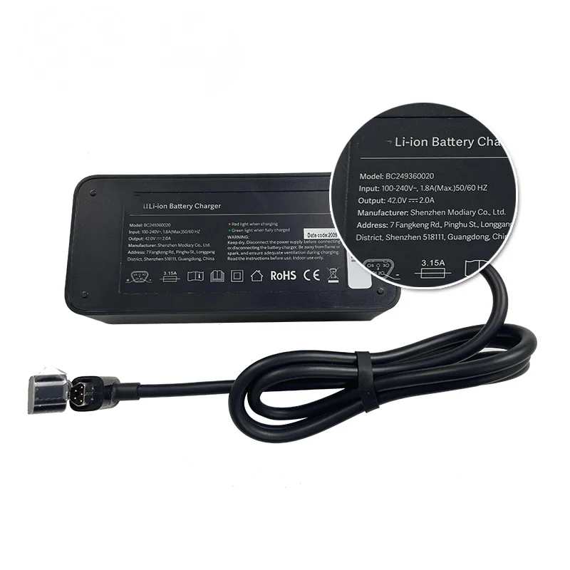 

42V 2A Quick Charger Adapter for Xiaomi Mijia Qicycle Ef1 Electric Bike Eu Us Plug Power Supply