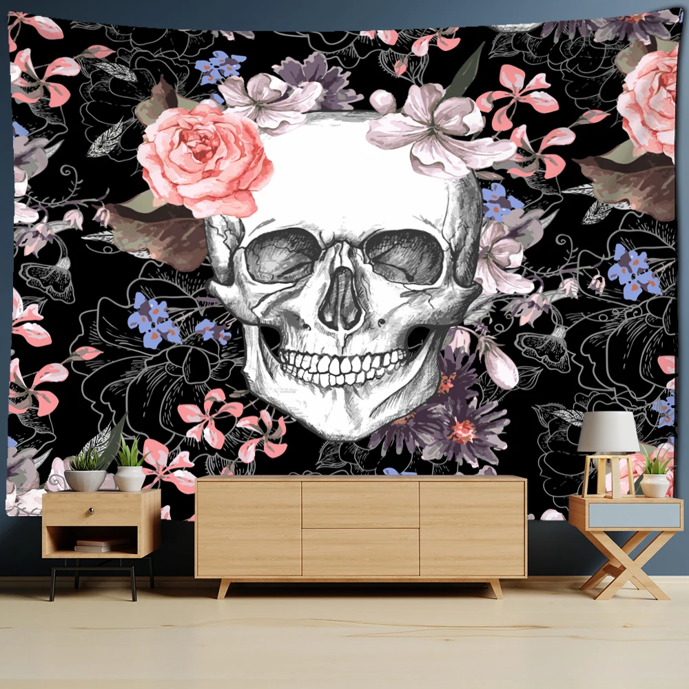 

Psychedelic Skull Tapestry Grim Reaper Hippie Witchcraft Wall Hanging Abstract Wall Background Dormitory Decor