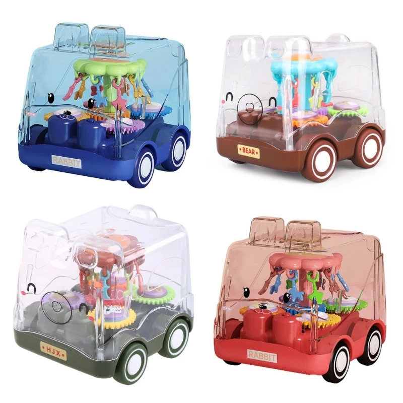 

Transparent Gear Car Toy Cartoon Pull Back Vehicle Bus Toy Gear Transmission Sliding Car Toddler Boy Girl Education Gift