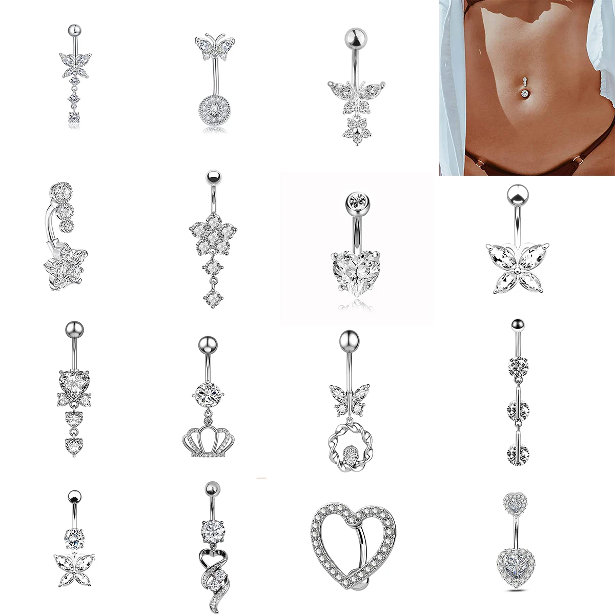 PuRui Fashion Zircon Belly button piercing Navel Ring Barbell Drop Dangle Body Piercing Drop Dangle Belly Button Rings Jewely
PuRui Fashion Zircon Belly button piercing Navel Ring Barbell Drop Dangle Body Piercing Drop Dangle Belly Button Rings Jewely
