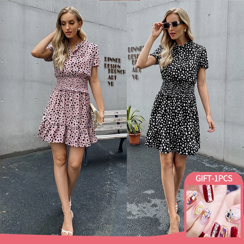 Fashion Bohemia Women Mini Dress Summer New Casual V-neck High Waist Elastic Clothing Short Sleeve Party Dresses Mini Dress
Fashion Bohemia Women Mini Dress Summer New Casual V-neck High Waist Elastic Clothing Short Sleeve Party Dresses Mini Dress