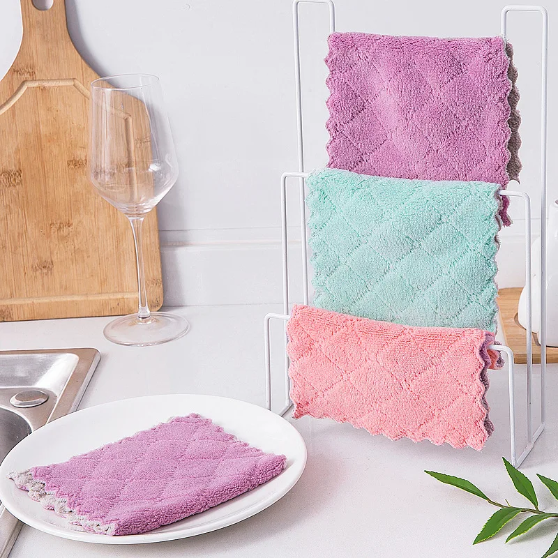 

Kitchen Towel Set Absorbent Towels Non-Stick Oil Tableware Cleaning Wiping Washing Rag Rectangle Small Towels toalla microfibra