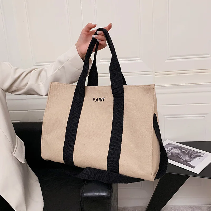 

Women Canvas Tote Shopping Bag Casual Letters Paint Messenger Bag Cloth Crossbody Bag Ladies Handbag Eco Grocery Shopper Bolsas