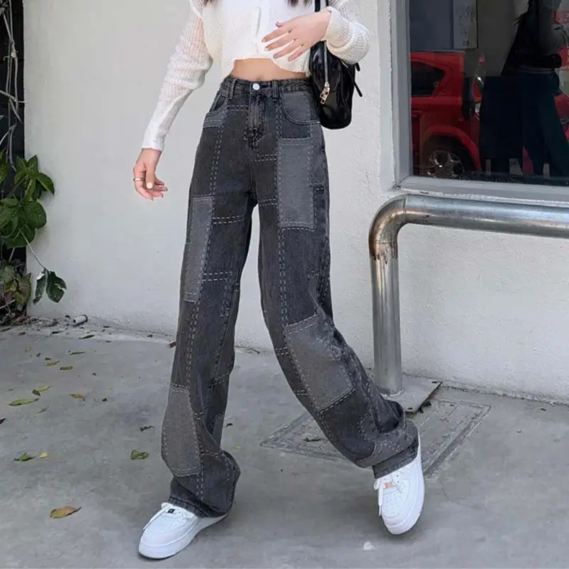 Women Vintage Irregular Patch Wide Leg Denim Pants 2022 Spring Female Gothic High Waisted Distressed Straight Streetwear Jeans
Women Vintage Irregular Patch Wide Leg Denim Pants 2022 Spring Female Gothic High Waisted Distressed Straight Streetwear Jeans