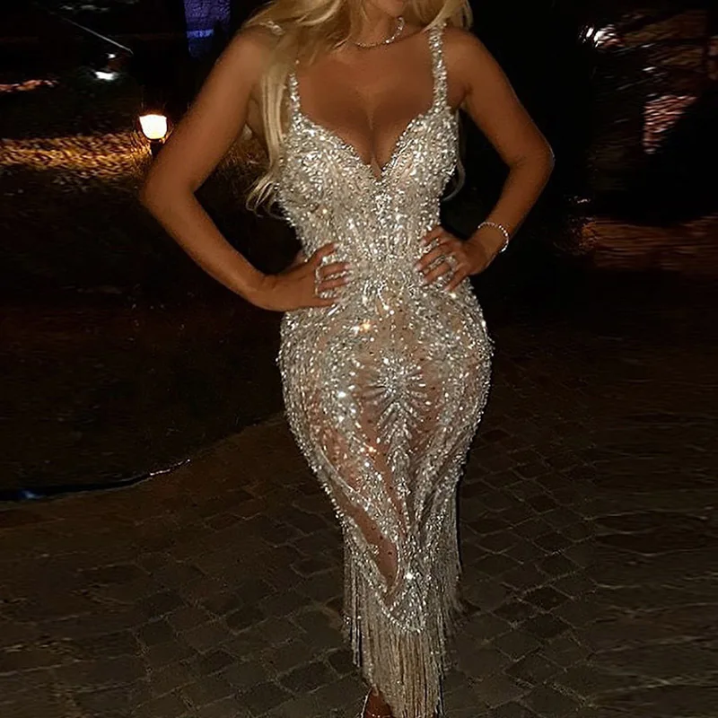 Summer Fashion Sequins Party Dress Elegant Casual Long Women's Dresses Sexy Deep V-Neck Halter Sleeveless Slim Dresses Vestidos
Summer Fashion Sequins Party Dress Elegant Casual Long Women's Dresses Sexy Deep V-Neck Halter Sleeveless Slim Dresses Vestidos