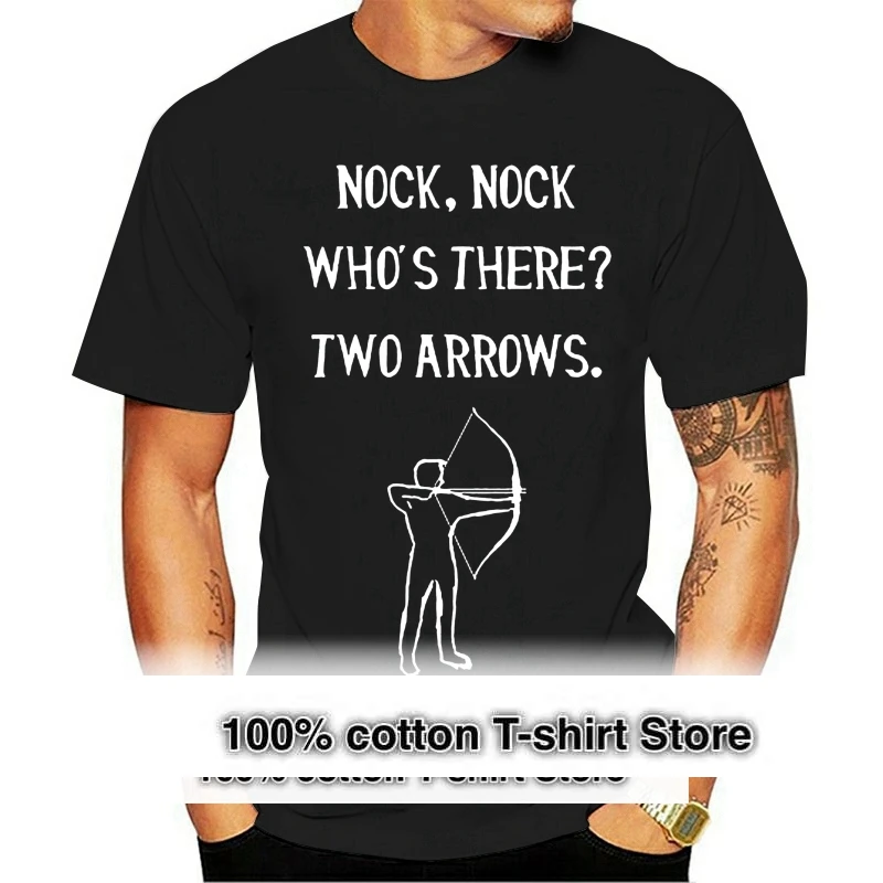 Men Short Sleeve Tshirt Nock Nock. Whos There Two arrows. Archery T Shirt Women t-shirt
Men Short Sleeve Tshirt Nock Nock. Whos There Two arrows. Archery T Shirt Women t-shirt