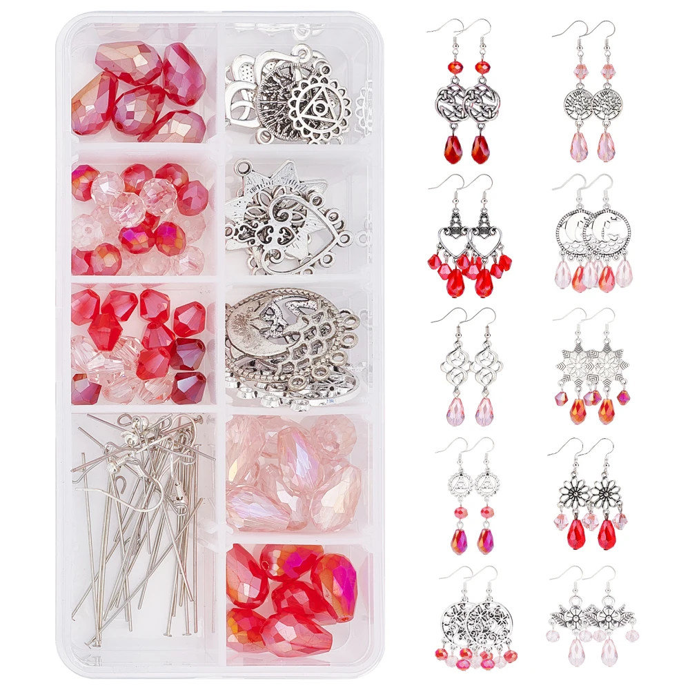 DIY 10 Pairs Dangle Earring Making Kits Mixed Red Beads Chandelier Connectors Hooks Jump Ring For Ear Jewelry Handmade Crafts
DIY 10 Pairs Dangle Earring Making Kits Mixed Red Beads Chandelier Connectors Hooks Jump Ring For Ear Jewelry Handmade Crafts