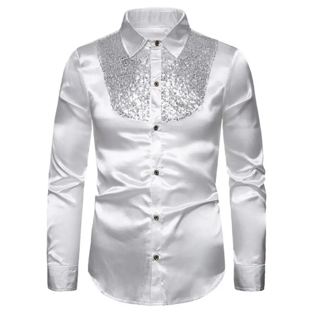 Solid Color Tops Shirt Buttons Long Sleeve Men Men's Shirt Men's Shirts Shiny Sequins Stage Business Nightclub Wedding Dress For
Solid Color Tops Shirt Buttons Long Sleeve Men Men's Shirt Men's Shirts Shiny Sequins Stage Business Nightclub Wedding Dress For