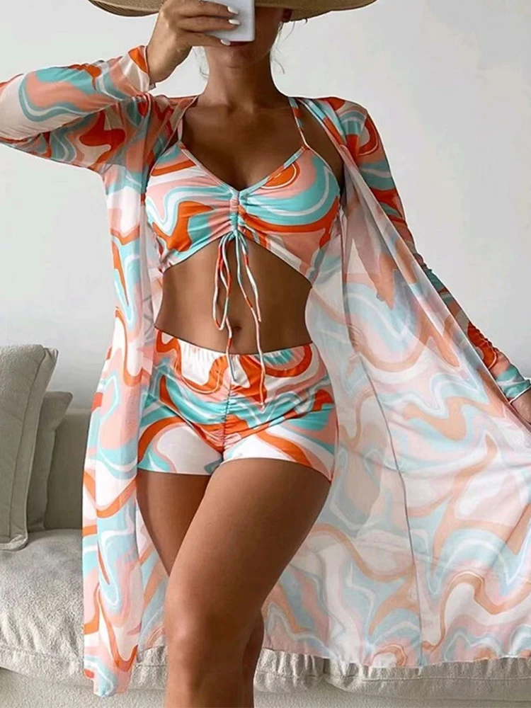 Тройное женское бикини с завышенной талией, пикантный купальник-накидка с длинным рукавом, пляжный купальный костюм с эффектом пуш-ап, лето 2023
Тройное женское бикини с завышенной талией, пикантный купальник-накидка с длинным рукавом, пляжный купальный костюм с эффектом пуш-ап, лето 2023