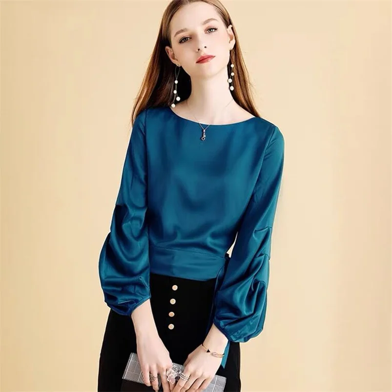Long Sleeve Satin Women Blouse Solid T-Shirt Female Lantern Sleeves Tee Tops Women Blusas O-Neck Office Ladies Blouses Blusa
Long Sleeve Satin Women Blouse Solid T-Shirt Female Lantern Sleeves Tee Tops Women Blusas O-Neck Office Ladies Blouses Blusa