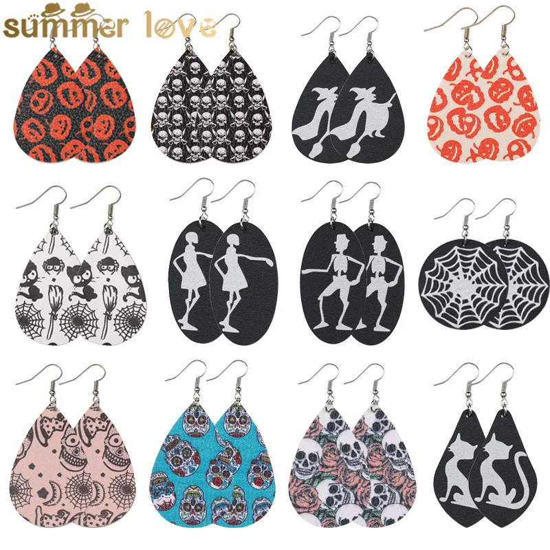 New faux leather earrings for women teardrop drop dangle earrings pumpkin skull ghost spider ghost Halloween jewelry gifts
New faux leather earrings for women teardrop drop dangle earrings pumpkin skull ghost spider ghost Halloween jewelry gifts