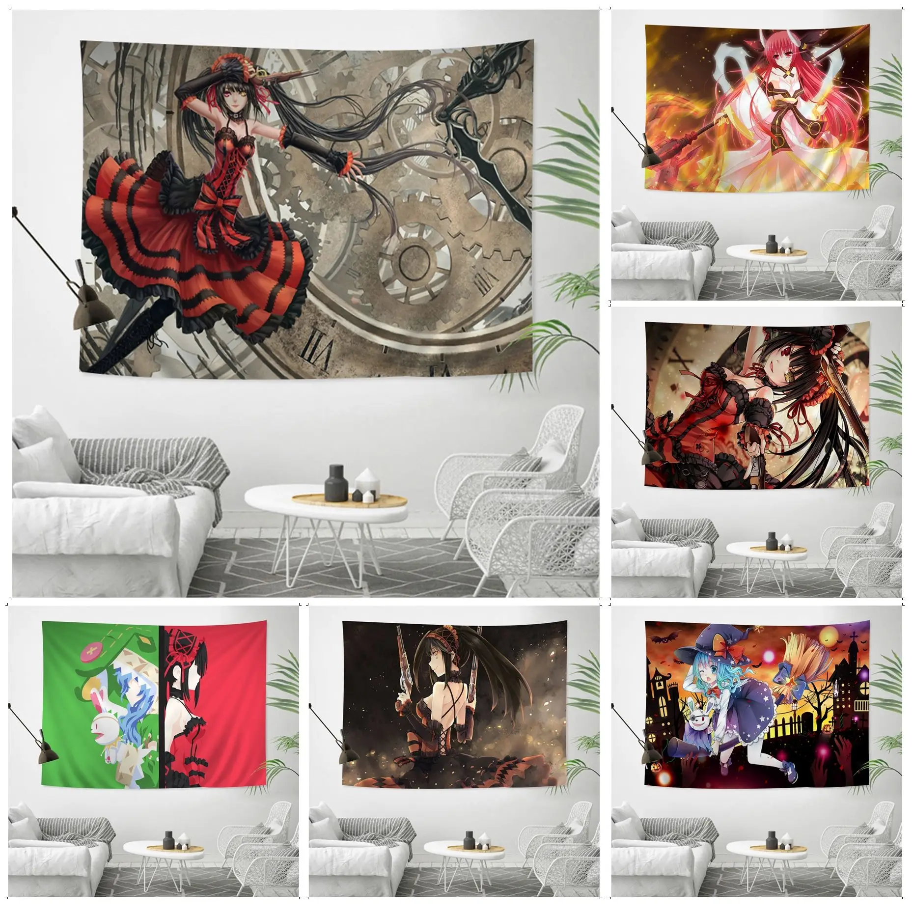 

DATE A LIVE Printed Large Wall Tapestry Hanging Tarot Hippie Wall Rugs Dorm Wall Art Decor