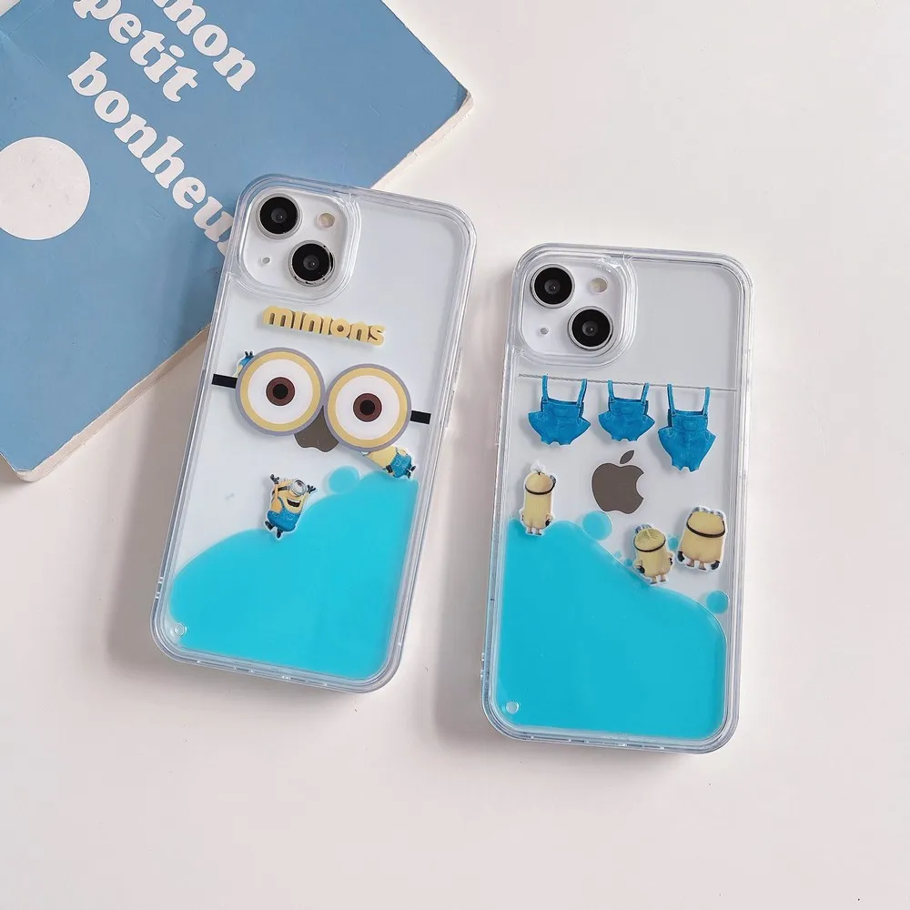 

Cartoon Flowing Liquid Floating Animation Soft For iphone 14 14Pro X XR XSMAX 8Plus 13 13Pro 12Pro 12 11Pro 11ProMax Cases Cover