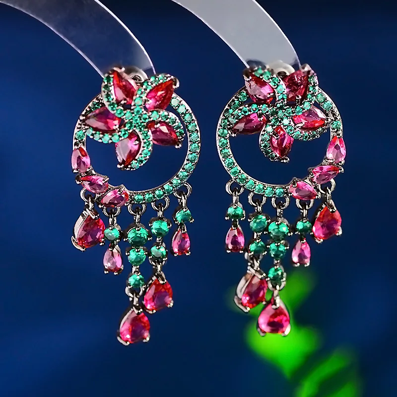 Wholesale High-end Zirconium Flower Tassel Earrings Luxury CZ Dangle Earring Long Tassel Ear Accessori for Women Birthday Gift
Wholesale High-end Zirconium Flower Tassel Earrings Luxury CZ Dangle Earring Long Tassel Ear Accessori for Women Birthday Gift