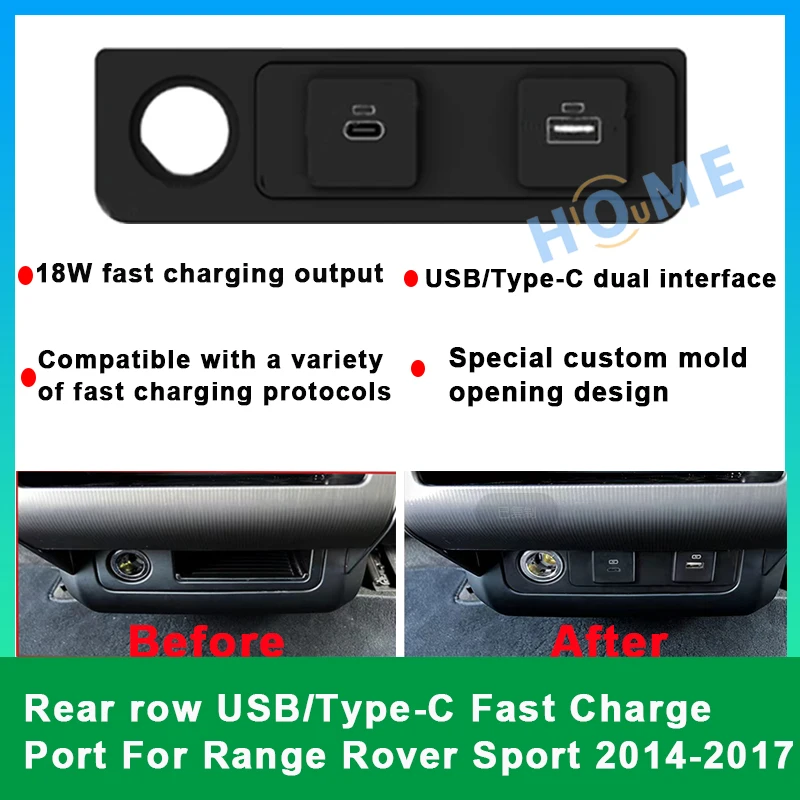 Car USB / Type-C Charger Car Rear Seat Air Conditioning Panel 18W Fast Charging Output For Land Rover Sport 2014-2017
Car USB / Type-C Charger Car Rear Seat Air Conditioning Panel 18W Fast Charging Output For Land Rover Sport 2014-2017