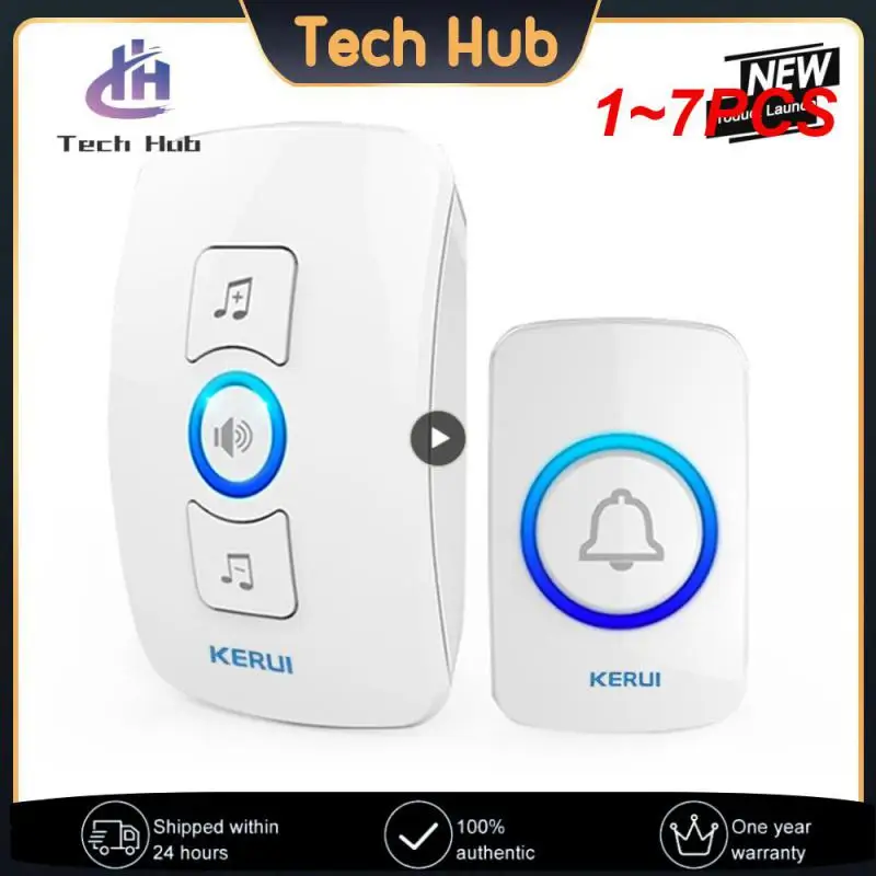 

1~7PCS Home Wireless Doorbell 433Mhz Welcome Friend Smart Doorbell 150Meters Long Distance 32 Songs 4 Level Volumes Door Chimes