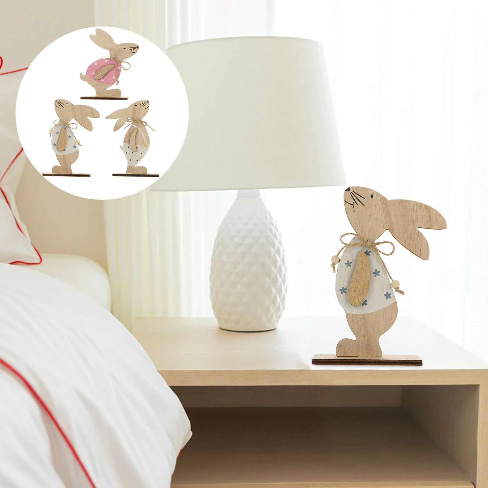 3 Pcs Wooden Standing Easter Rabbit Ornaments Bunny Adornments Rabbit Decorations for Table
3 Pcs Wooden Standing Easter Rabbit Ornaments Bunny Adornments Rabbit Decorations for Table