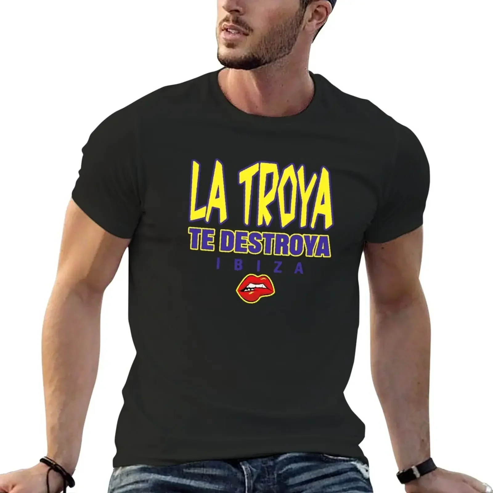 Красная модель LA TROYA TE DESTROYA IBIZA знаменитая футболка для событий электроники