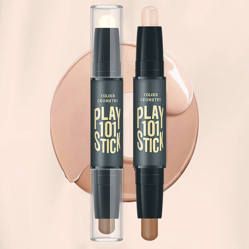 

Double-end Face Highlight & Contour Stick Oil-control Long-lasting Waterproof Nose Shadow Repair Highlighter Powder Concealer