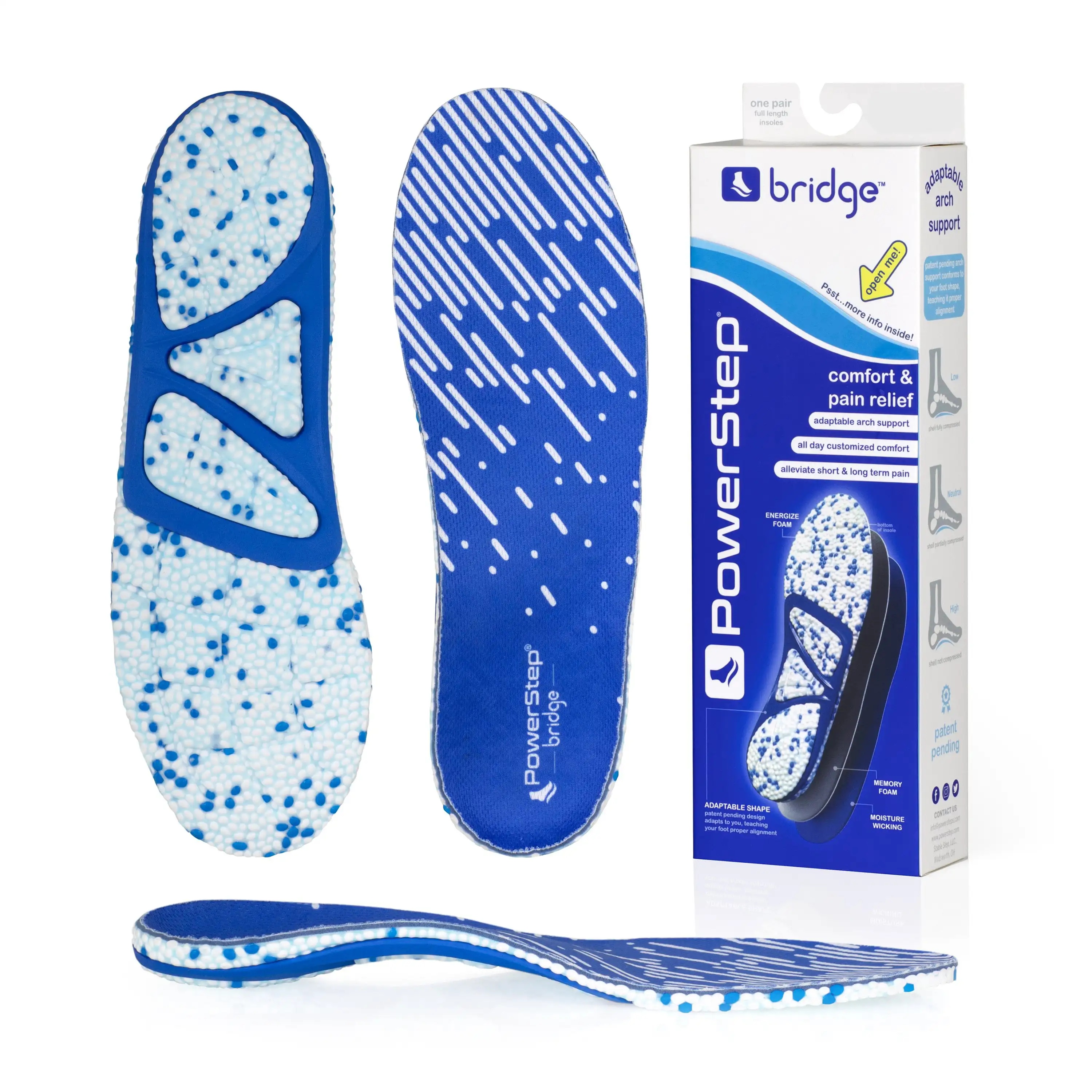 Bridge Arch Support Insoles for Men & Women, Memory Foam Comfort Pain Relief Orthotics for Plantar Fasciitis
Bridge Arch Support Insoles for Men & Women, Memory Foam Comfort Pain Relief Orthotics for Plantar Fasciitis