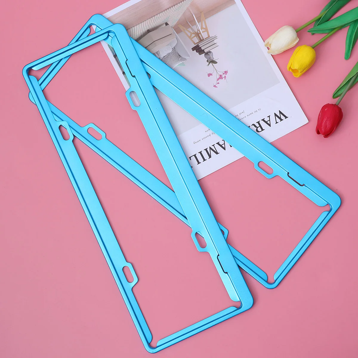 

Aluminum License Plate Frame Oxidation Number Plate Frame Colorful License Plate(Blue)